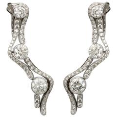 Tanagro 3.26 carats white Diamond Platinum Earrings hand made in New York 4