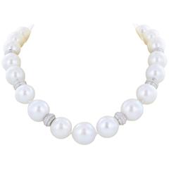 Pearl Necklace with Diamond Rondelles and Clasp