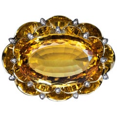 Very Rare Art Deco 20 Carat Russian Imperial Topaz Brooch Pendant