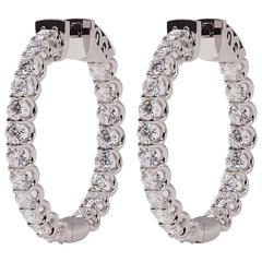 U Prong Inside Out Diamond Gold Hoops Earrings 8