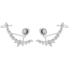 Natural 2.26 Carat Marquise & Round Diamond Jacket Earrings 14 Karat White Gold