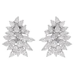 Natural 9.58 Carat Marquise & Pear Shape Diamond Earrings 14 Karat White Gold