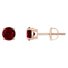 ANGARA Borchie di rubino rotonde da 0,68 carati incastonate a cesto naturale in oro rosa 14K per donna
