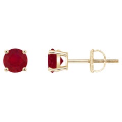 ANGARA Borchie di rubino rotonde da 0,68 carati incastonate a cesto naturale in oro giallo 14K per donna
