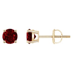 ANGARA Borchie di rubino rotonde da 0,68 carati incastonate a cesto naturale in oro giallo 14K per donna