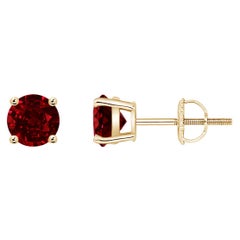 ANGARA Natural Basket-Set Round 1.20ct Ruby Studs in 14K Yellow Gold for Women