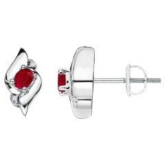 Orecchini a conchiglia di diamanti e rubini ovali Nature in platino (4x3 mm)