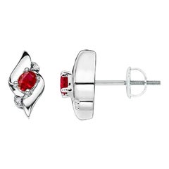 Orecchini a conchiglia di diamanti e rubini ovali Nature in platino (4x3 mm)