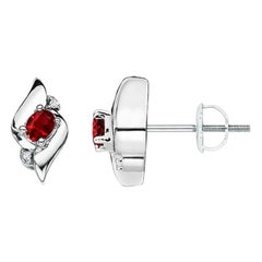 Orecchini a conchiglia di diamanti e rubini ovali Nature in platino (4x3 mm)