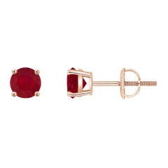 ANGARA Borchie di rubino rotonde da 0,68 carati incastonate a cesto naturale in oro rosa 14K per donna