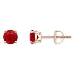 ANGARA Borchie di rubino rotonde da 0,68 carati incastonate a cesto naturale in oro rosa 14K per donna