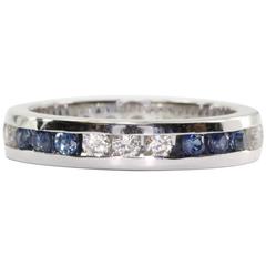14K White Gold Diamond & Sapphire Eternity Band 11