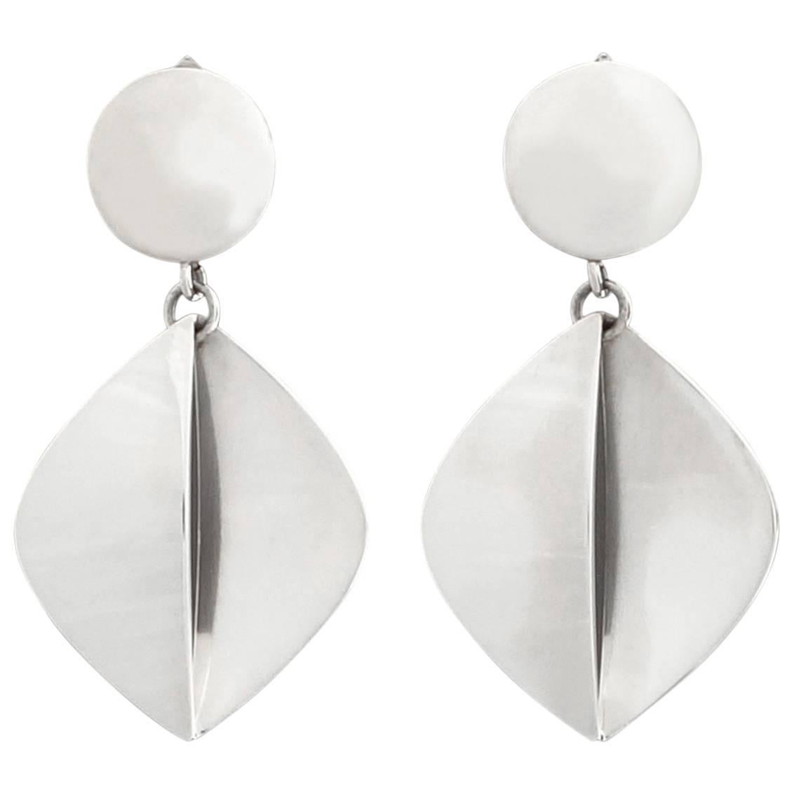 Georg Jensen Bent Gabrielsen Modernist Silver Clip-on Dangle Earrings