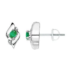 Orecchini con smeraldo ovale naturale e diamante in platino (4x3 mm)