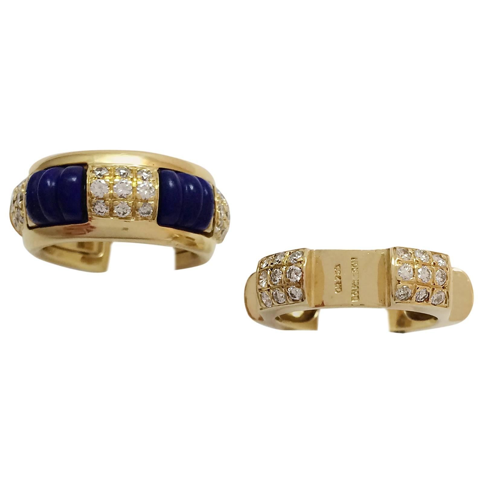 Yellow Gold Interchangeable Boucheron Ring, Diamonds and Lapis Lazuli For Sale