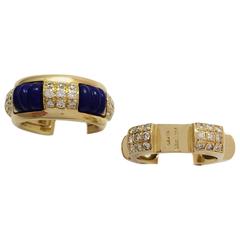 Yellow Gold Interchangeable Boucheron Ring, Diamonds and Lapis Lazuli