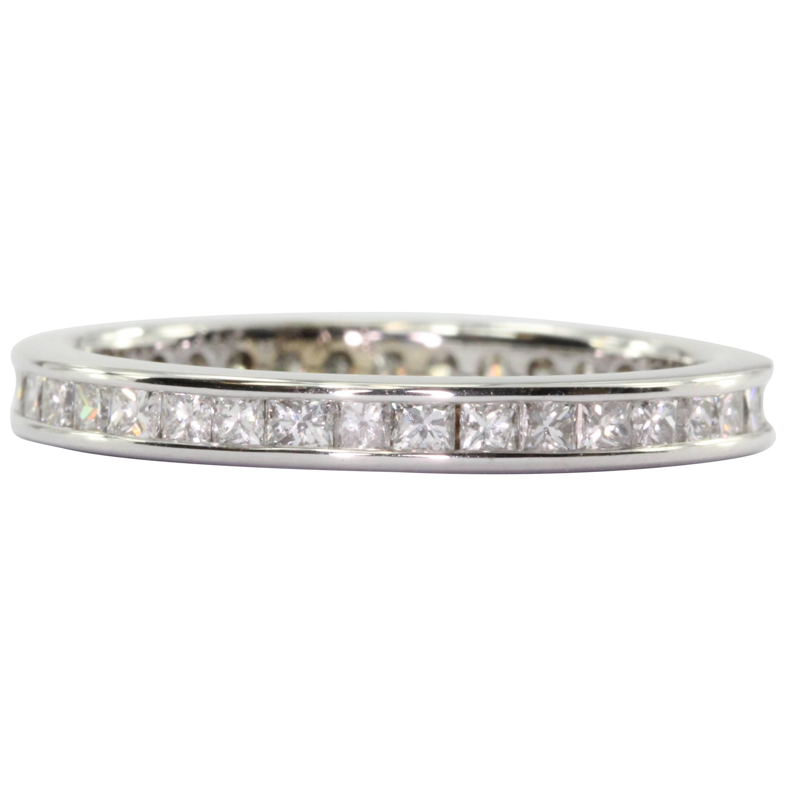 14K White Gold 1 Carat Princess Cut Diamond Eternity Band