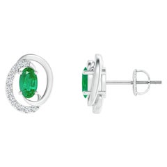 Orecchini con smeraldo naturale fluttuante da 0,40 carati e diamante in Nature