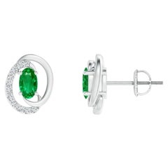 Orecchini con smeraldo naturale fluttuante da 0,40 carati e diamante in Nature