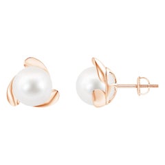 ANGARA Freshwater Cultured Pearl Flower Stud Earrings in 14K Rose Gold