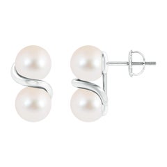 ANGARA Orecchini con due pietre di perle d'acqua dolce coltivate con volute in oro bianco 14 carati