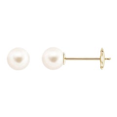 Clous d'oreilles solitaires classiques en or jaune 14K et perles de culture d'eau douce