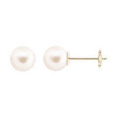 Classic Freshwater Cultured Pearl Solitaire Studs in 14K Yellow Gold