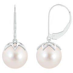 Pendientes de Gota de Perla Cultivada de Agua Dulce en Oro Blanco de 14 K
