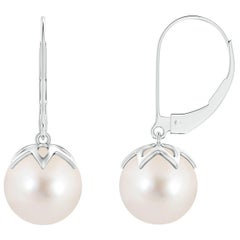 Pendientes de Gota de Perla Cultivada de Agua Dulce en Oro Blanco de 14 K