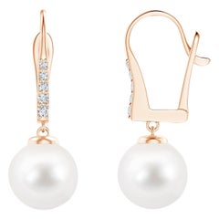 Freshwater Cultured Pearl and Diamond Earrings in 14K Rose Gold