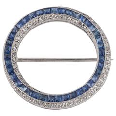 1960s calibre cut sapphire diamond circle brooch 7