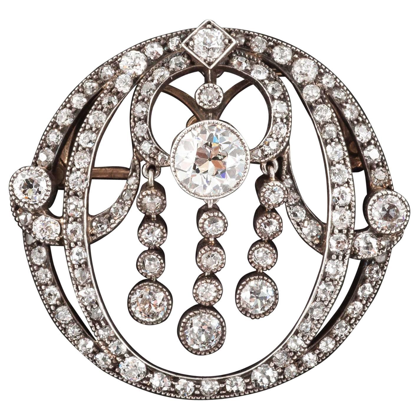 Victorian English diamond set brooch pendant