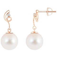 Freshwater Cultured Pearl Twist Earrings with Diamond in 14K Rose Gold