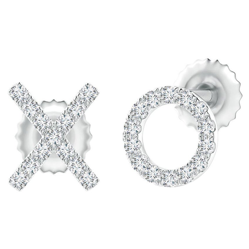 Natural Diamond XO Stud Earrings in Platinum (0.08cttw Color-G Clarity-VS2)