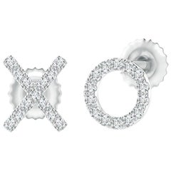 Orecchini con diamante naturale XO in platino (0,08cttw Colore-G Chiarezza-VS2)
