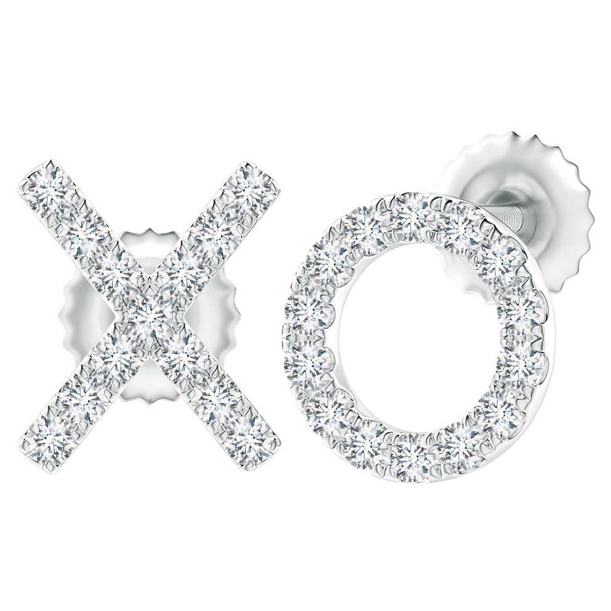 Natural Diamond XO Stud Earrings in Platinum (0.17cttw Color-G Clarity-VS2)