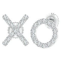Natural Diamond XO Stud Earrings in Platinum (0.2cttw Color-G Carity-VS2)