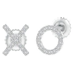 Natural Diamond XO Stud Earrings in Platinum (0.08cttw Color-H Clarity-SI2)