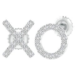 Natural Diamond XO Stud Earrings in Platinum (0.17cttw Color-H Clarity-SI2)