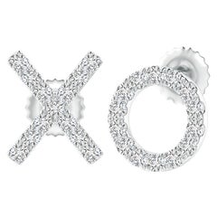 Natural Diamond XO Stud Earrings in Platinum (0.2cttw Color-H Clarity-SI2)