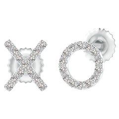 Natural Diamond XO Stud Earrings in Platinum (0.08cttw  Color-I-J)