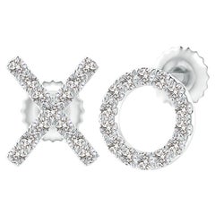 Clous d'oreilles XO en platine avec diamant naturel (0,17 cttw Couleur-I-J)
