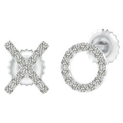 Natural Diamond XO Stud Earrings in Platinum (0.08cttw Color-K Clarity-I3)