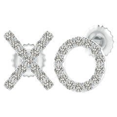 Natural Diamond XO Stud Earrings in Platinum (0.17cttw Color-K Clarity-I3)