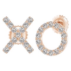 Natural Diamond XO Stud Earrings in 14K Rose Gold (0.2cttw  Color-I-J)