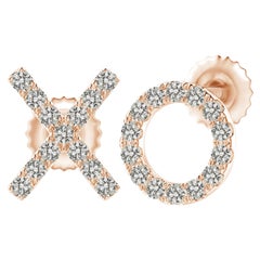 Clous d'oreilles XO en or rose 14 carats (0,17 cttw Couleur-K Clarté-I3)