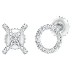 Orecchini con diamante naturale XO in oro bianco 14 carati (0,08cttw Colore-G Trasparenza-VS2)