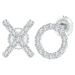 Natural Diamond XO Stud Earrings in 14K White Gold (0.17cttw Color-G Clarity-VS2