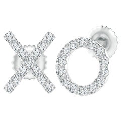 Orecchini con diamante naturale XO in oro bianco 14 carati (0,17cttw Colore-G Trasparenza-VS2)