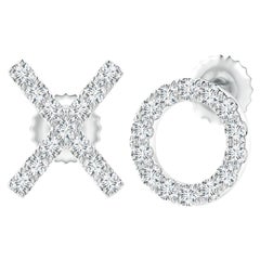 Orecchini con diamante naturale XO in oro bianco 14 carati (0,2cttw Colore-G Trasparenza-VS2)